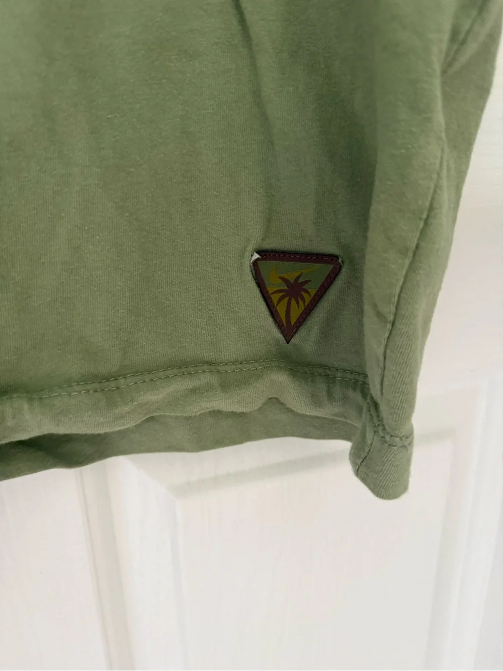 Nike Olive Green Short Sleeve Tee with Pink & Neon Green 'Just Do It' Graphic